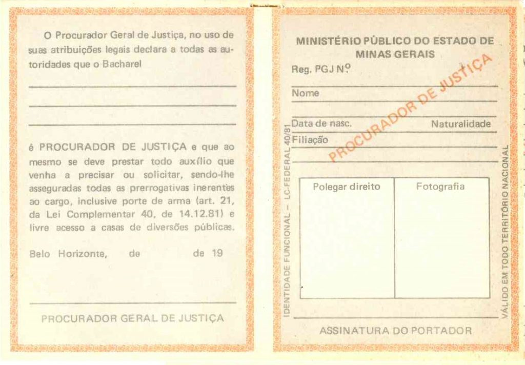 Cédula Procurador de Justiça