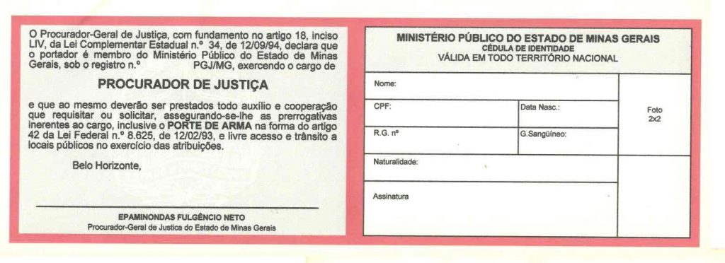Cédula Promotor de Justiça