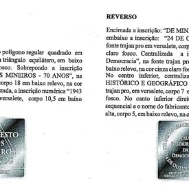 Medalha 70 anos Manifesto Mineiros - Encarte